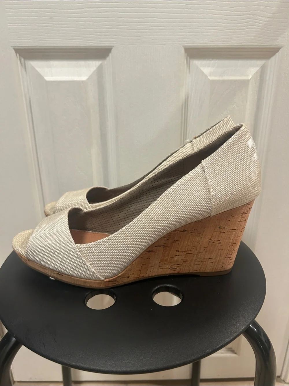 TOMS Peeptoe Wedges Size 12